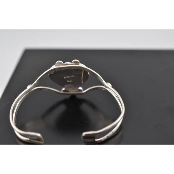 Rare Native American Zuni Sterling Silver Turquoise Bracelet Cuff By Ola Eriacho - Picture 3 of 3
